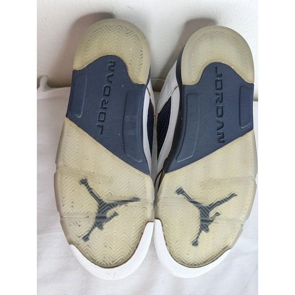 Air Jordan 5 Retro Low Dunk From Above Sneakers Mens Size 10 White Gold Navy